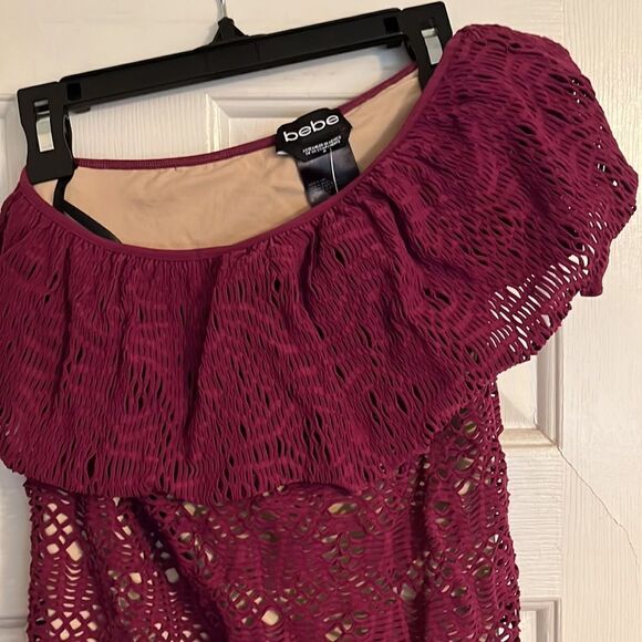 Bebe Off One Shoulder Purple Dress - Picture 7 of 12